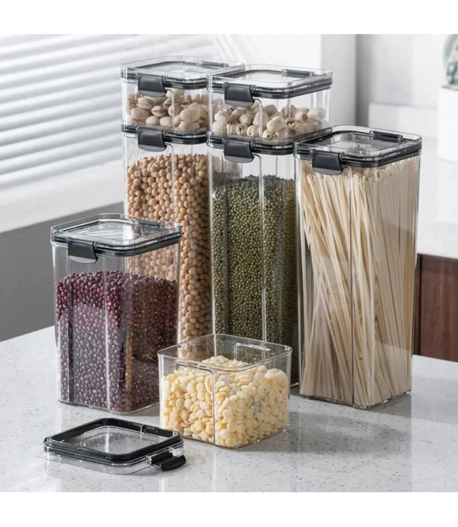 Multipurpose Food Storage Containers Set - Clear Jars with Lids for Cereal, Candy, and Dry Goods