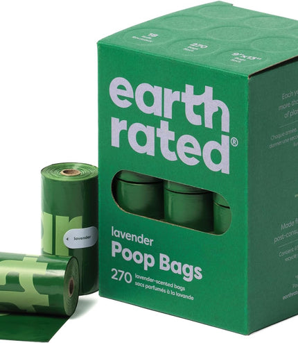 Dog Poo Bags, Guaranteed Leak Proof and Extra Thick Waste Bag Refill Rolls for Dogs, Lavender Scented, 270 Count