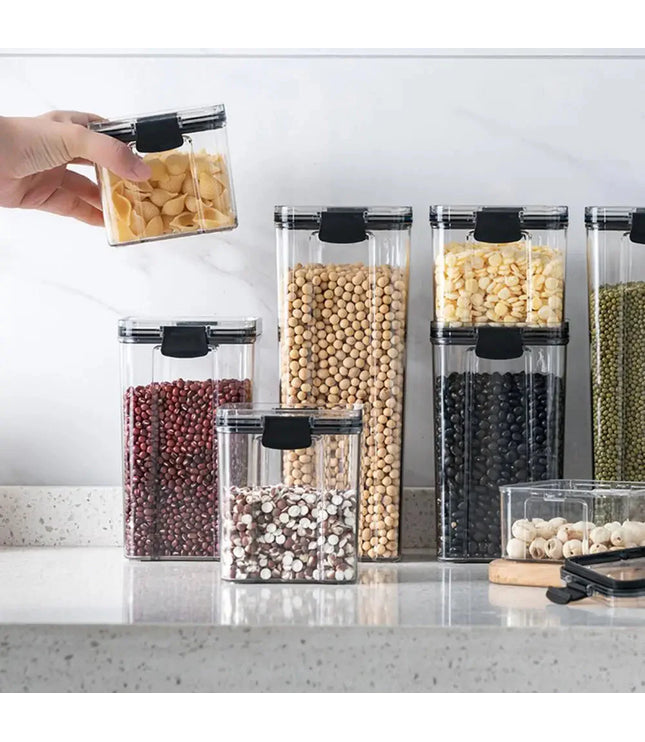 Multipurpose Food Storage Containers Set - Clear Jars with Lids for Cereal, Candy, and Dry Goods