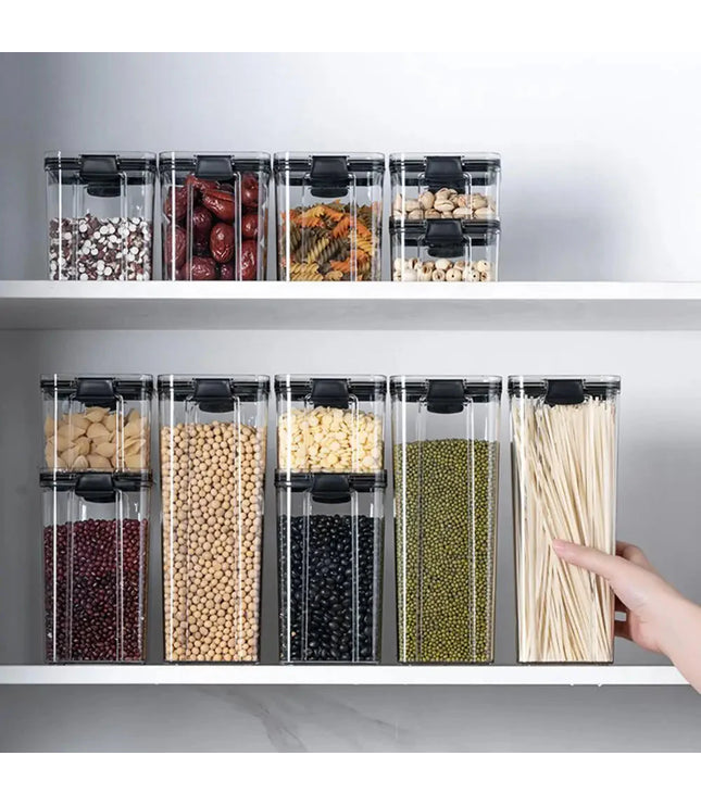 Multipurpose Food Storage Containers Set - Clear Jars with Lids for Cereal, Candy, and Dry Goods