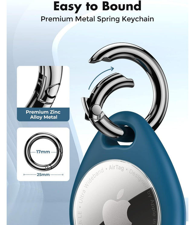 360° Protective Case for Airtag, [4-Pack] Airtags Keyring Holder, Scratch-Resistant, Lock Design, Keychain for Airtag, TPU Full Cover Case for Key, Bag, Luggage, Pet Collar (Black&Blue)