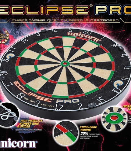 Eclipse Pro, Professional Bristle Dartboard with Competition Quality Sisal, Spider and Number Ring, Professional Dart Board for Adults