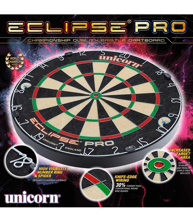 Eclipse Pro, Professional Bristle Dartboard with Competition Quality Sisal, Spider and Number Ring, Professional Dart Board for Adults