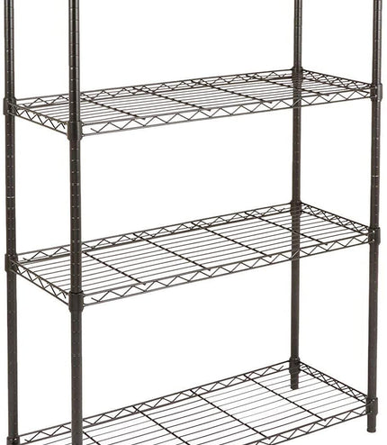 4-Shelf Storage Unit with Height Adjustable Shelves and Levelling Feet, 640 Kg Max Weight, Black, 35.6 Cm D X 91.4 Cm W X 137.1 Cm H