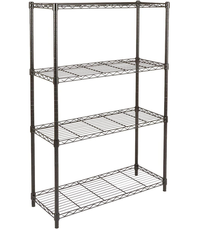 4-Shelf Storage Unit with Height Adjustable Shelves and Levelling Feet, 640 Kg Max Weight, Black, 35.6 Cm D X 91.4 Cm W X 137.1 Cm H