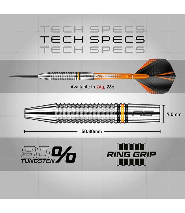 Amberjack Tungsten Darts Set with Darts Flights & Dart Stems (Shafts) – Professional 90% Tungsten Premium Darts Set – Available in 22G, 23G, 24G, 25G, 26G, 27G, 28G, 30G
