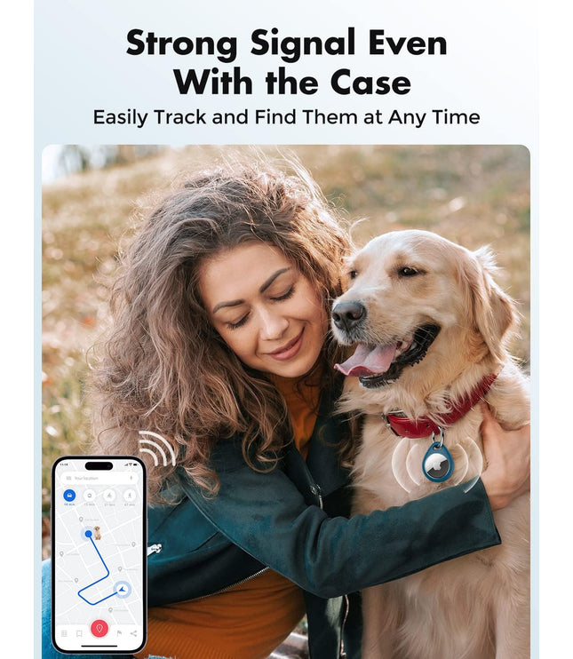 360° Protective Case for Airtag, [4-Pack] Airtags Keyring Holder, Scratch-Resistant, Lock Design, Keychain for Airtag, TPU Full Cover Case for Key, Bag, Luggage, Pet Collar (Black&Blue)