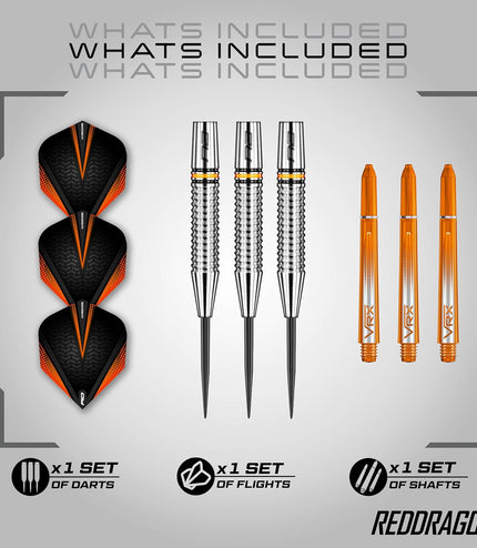Amberjack Tungsten Darts Set with Darts Flights & Dart Stems (Shafts) – Professional 90% Tungsten Premium Darts Set – Available in 22G, 23G, 24G, 25G, 26G, 27G, 28G, 30G