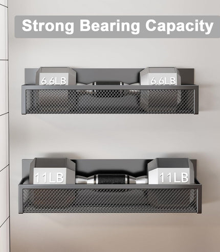 Magnetic Spice Rack for Refrigerator, 2 Pack Magnetic Shelf, Fridge Magnet Organizer with Moveable 4 Hooks, Magnet Fridge Shelf for Kitchen Organization and Storage (2 Pack)