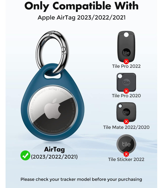 360° Protective Case for Airtag, [4-Pack] Airtags Keyring Holder, Scratch-Resistant, Lock Design, Keychain for Airtag, TPU Full Cover Case for Key, Bag, Luggage, Pet Collar (Black&Blue)