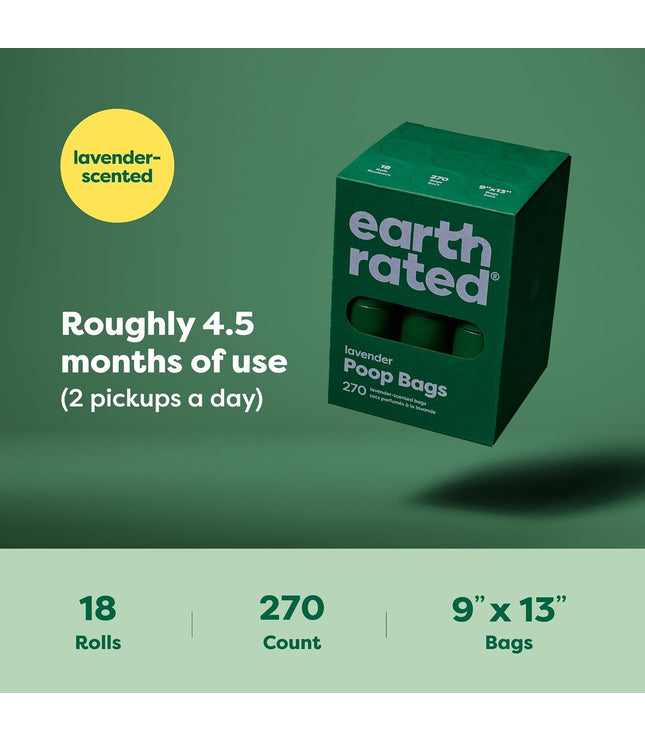 Dog Poo Bags, Guaranteed Leak Proof and Extra Thick Waste Bag Refill Rolls for Dogs, Lavender Scented, 270 Count